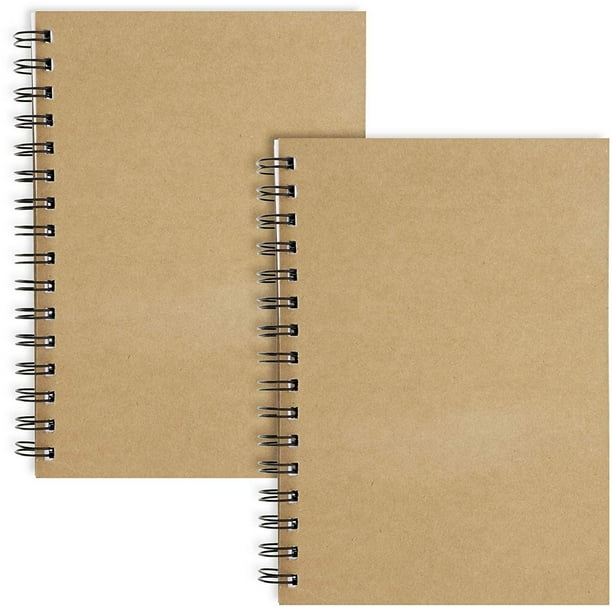 2-pack Kraft A5 Spiral Notebook 100gsm 5.9x8.3inchs 50 Sheets Blank Sketch Book Pad 100 pages